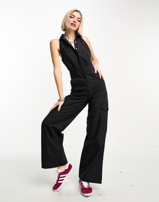 LONG CARGO JUMPSUIT - Black