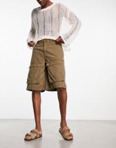 COLLUSION ultra baggy pull-on cord cargo shorts in gray