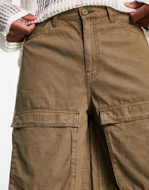 COLLUSION cargo longline twill short in brown | ASOS