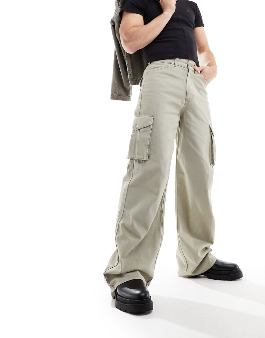Collusion Cargo Pants In Stone-green