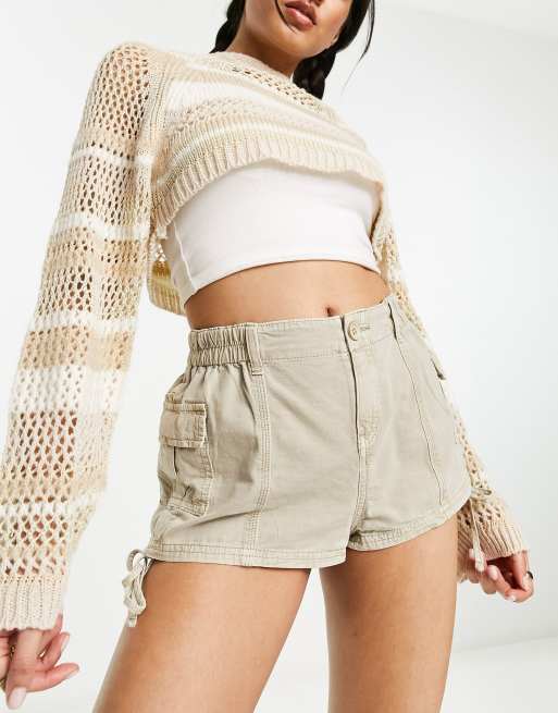 PacSun Brown High Waisted Cutoff Cargo Shorts