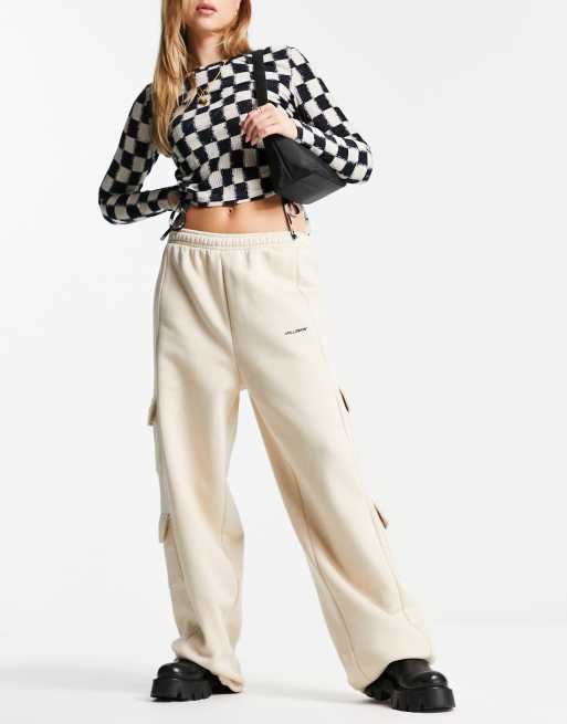COLLUSION cargo sweatpants in ecru
