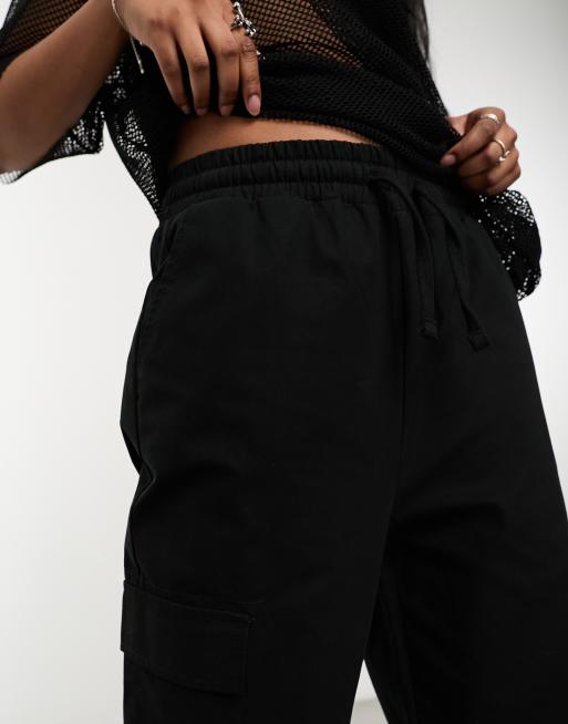 ASOS DESIGN pull on pants with pockets in black