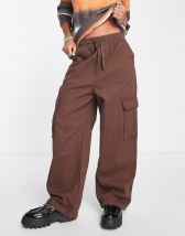 Jaded London low rise parachute pants with flocking in red