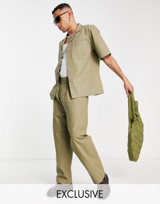 COLLUSION cargo trousers in khaki co-ord
