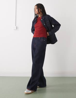 Collusion Carpenter Mid Rise Jeans In Blue