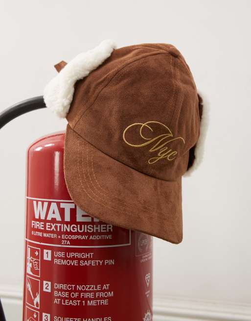 COLLUSION - Casquette style chapka avec broderie NYC en jean - Marron délavé effet sali, 2 de 3