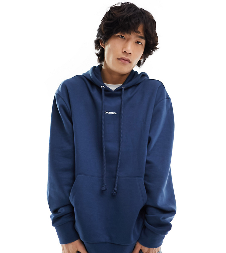Collusion Central Logo Hoodie In Navy Blue