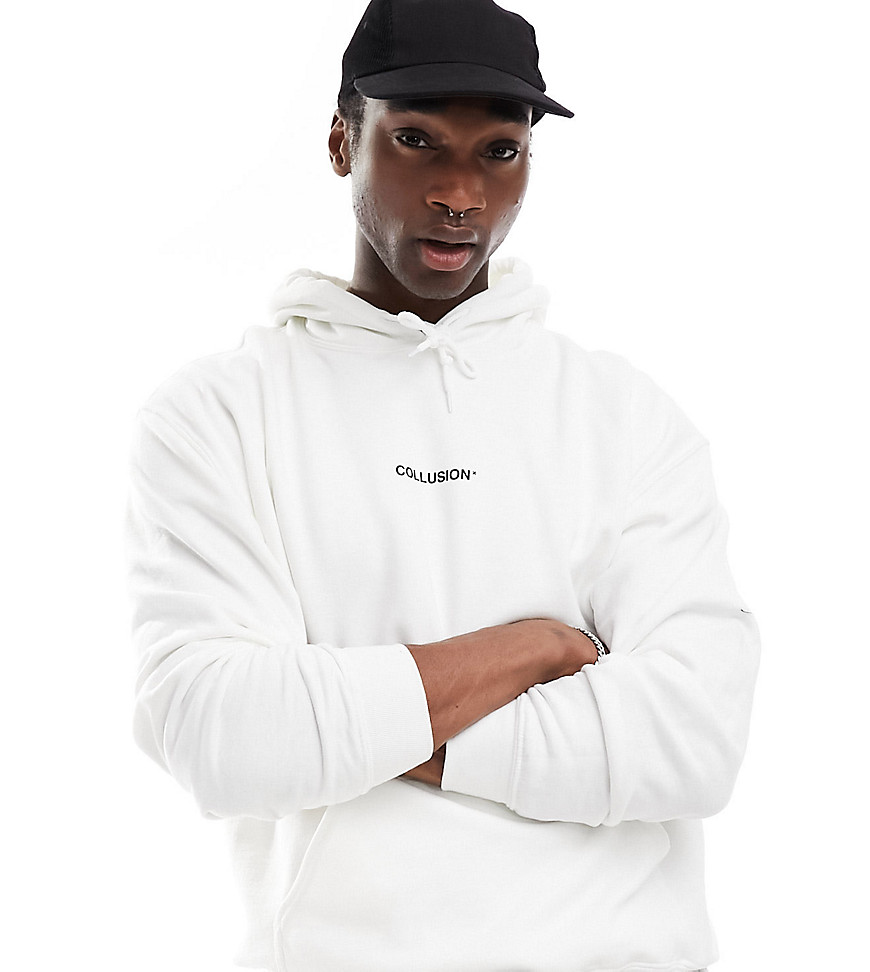 Collusion Central Logo Hoodie In White