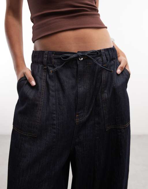 COLLUSION chambray ballongjeans i mörk tvätt, 2 av 5