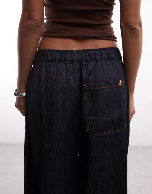 COLLUSION chambray ballongjeans i mörk tvätt, 4 av 5