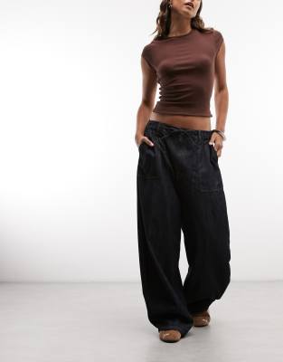 Collusion Chambray Balloon Jeans In Blue
