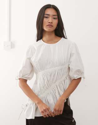 Collusion Channel Detail Blouse In White