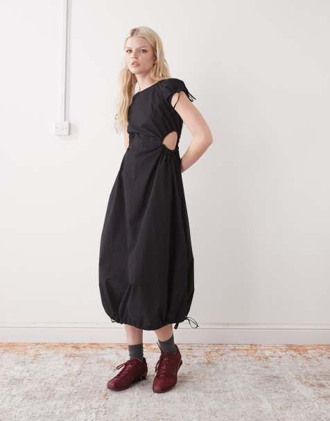 COLLUSION channel detail cut out maxi dress in black