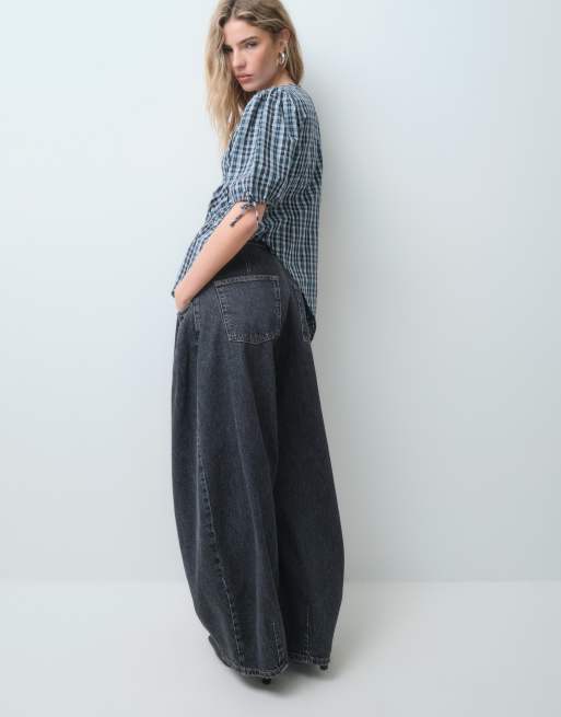 COLLUSION channel detailing blouse in blue plaid, 4 of 5