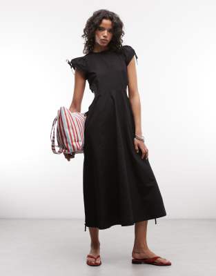 Collusion Channel Detailing Cut Out Maxi Dress In Black