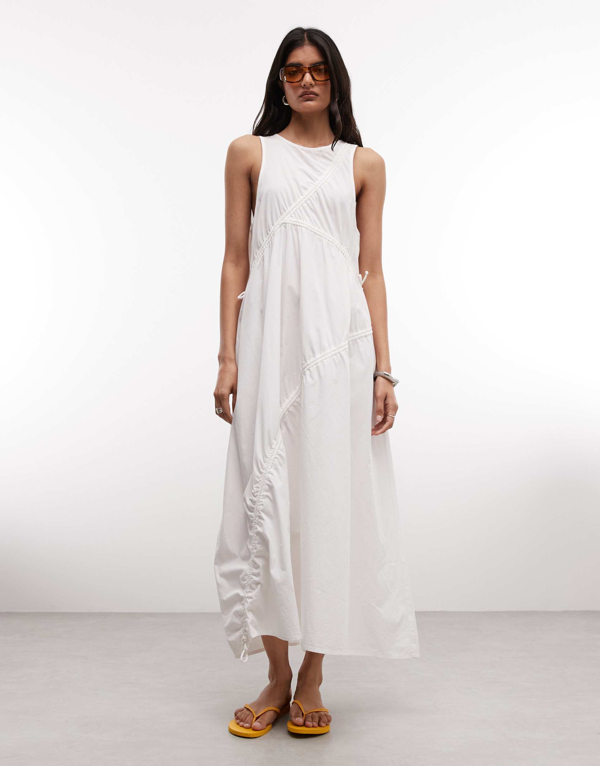 collusion channel detailing midi dress in white