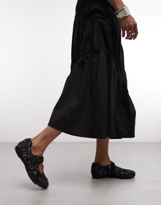 COLLUSION channel maxi skirt in black, 4 of 5