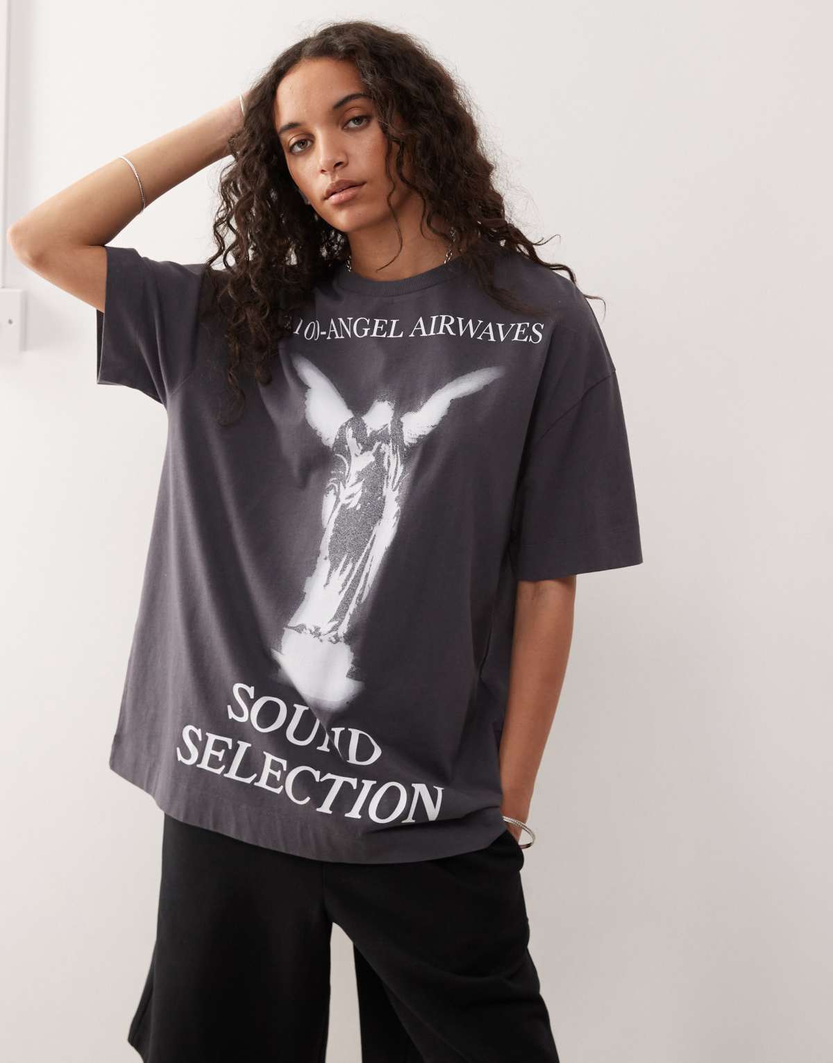 COLLUSION charcoal angel graphic tee in charcoal