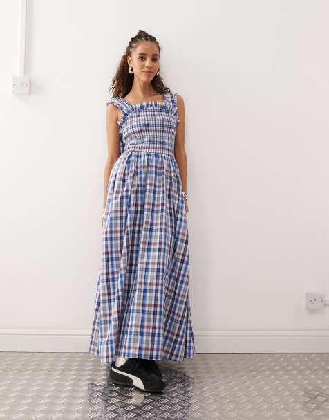 COLLUSION check maxi dress in multi - view 1
