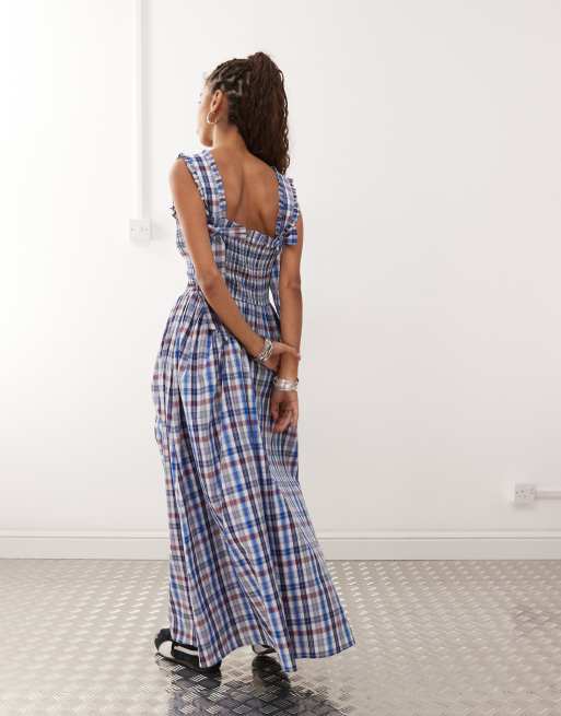 COLLUSION check maxi dress in multi