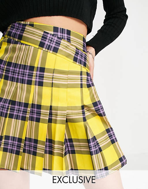 COLLUSION check mini skirt in blue and yellow check