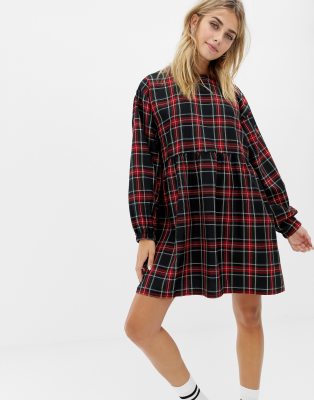 plaid smock dress