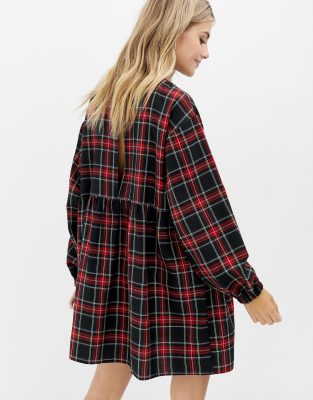 Collusion check print sales smock dress