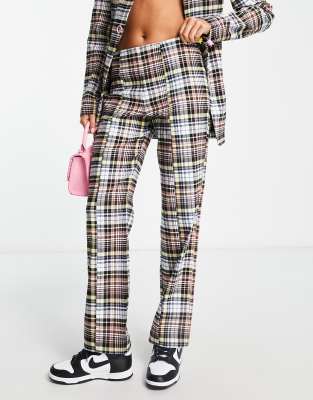 COLLUSION check slim trouser co-ord in multi print - MULTI