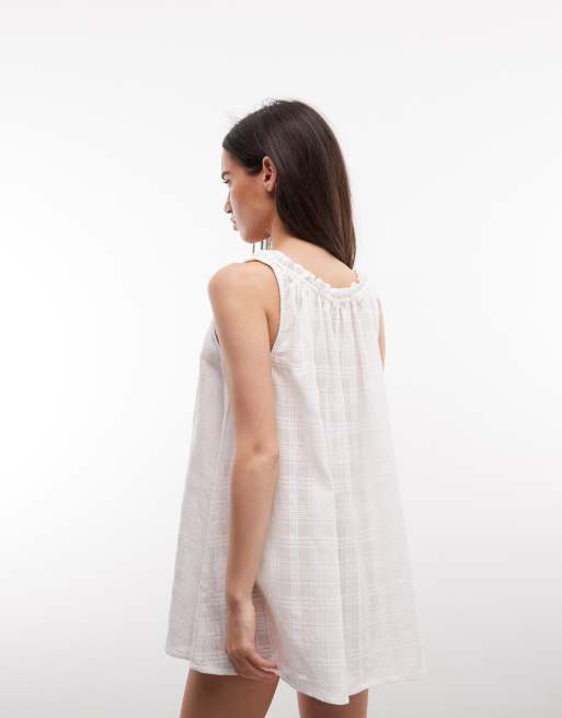 COLLUSION check swing beach dress in white, 4 of 4