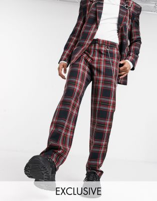 COLLUSION check trousers with chain-Multi