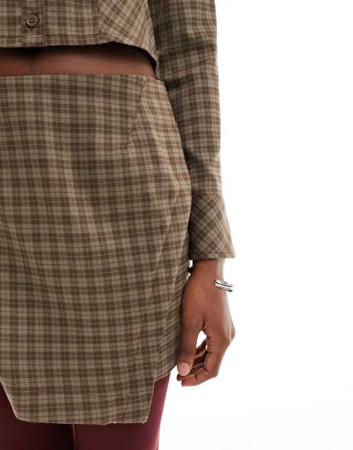 Check wrap mini skirt best sale