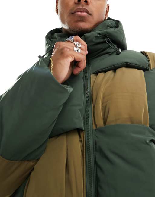 Green quilted outlet puffer jacket