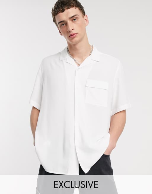 COLLUSION - Chemise à revers en viscose - Blanc
