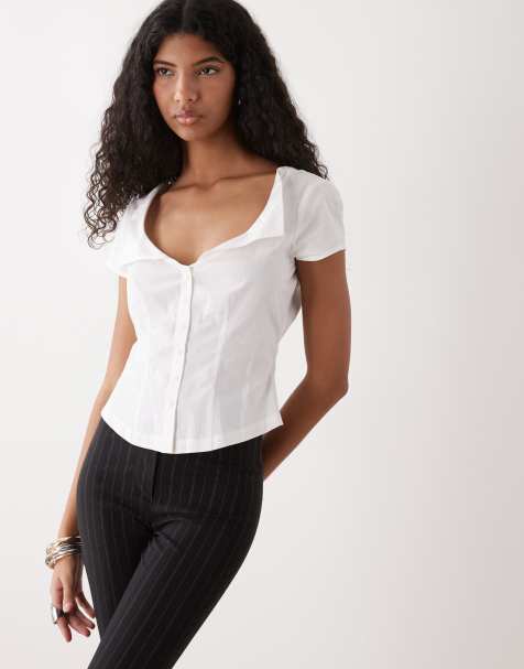 COLLUSION - Chemise ajustée à encolure dégagée - Blanc - view 1