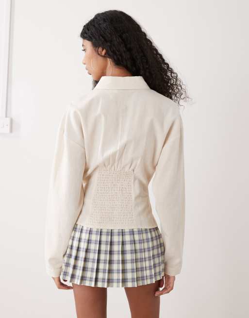COLLUSION - Chemise cintrée à la taille en lin mélangé - Naturel, 4 de 4