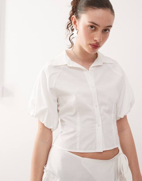 COLLUSION - Chemise d'ensemble cintrée à manches bouffantes - Blanc - view 1