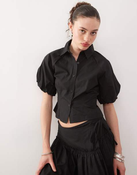 COLLUSION - Chemise d'ensemble cintrée à manches bouffantes - Noir - view 1