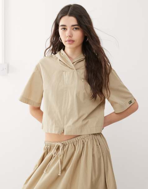 COLLUSION - Chemise d'ensemble zippée à capuche - Taupe - view 1
