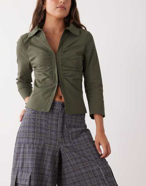 COLLUSION - Chemise en bengaline à agrafes - Gris - view 1