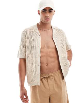COLLUSION - Chemise en maille - Crème-Blanc