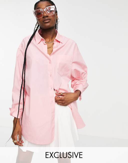 Chemise oversize avec poche plaquée - Rose - FEMME