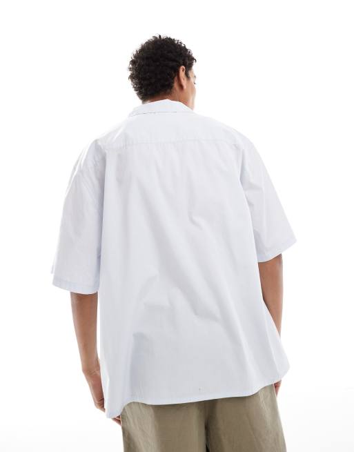 COLLUSION - Chemise oversize en popeline à manches courtes et col à revers - Bleu, 4 de 4