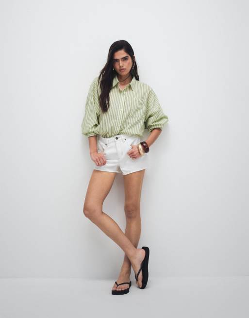 COLLUSION - Chemise rayée oversize coupe carrée - Vert, 2 de 8