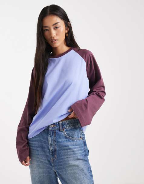 COLLUSION – Chokladbrun och blå t-shirt i oversize med raglan-ärmar - view 1