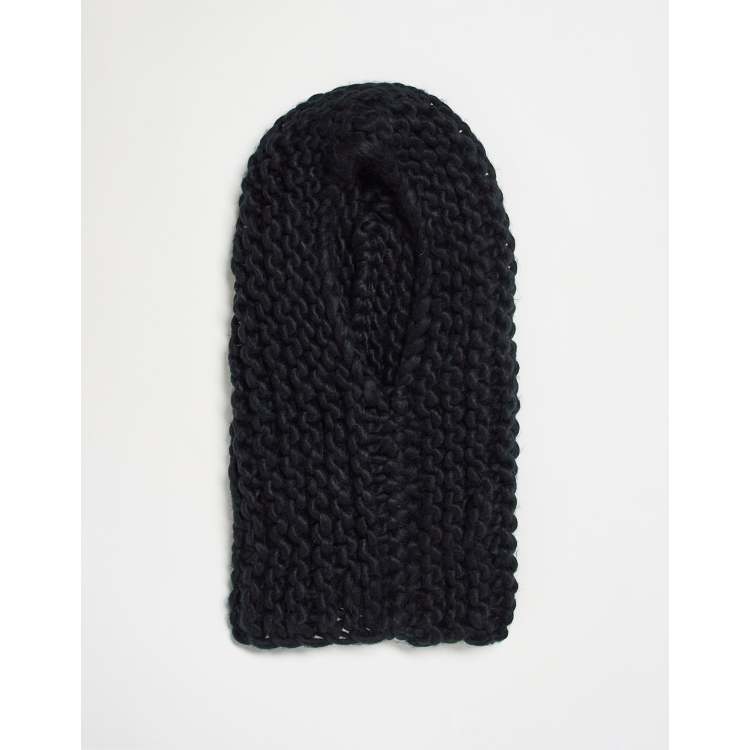 COLLUSION chunky crochet textured knit balaclava in black | ASOS