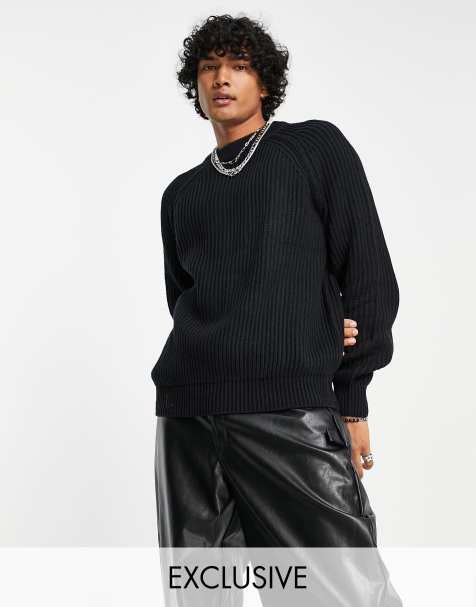 COLLUSION chunky rib sweater in black - view 1