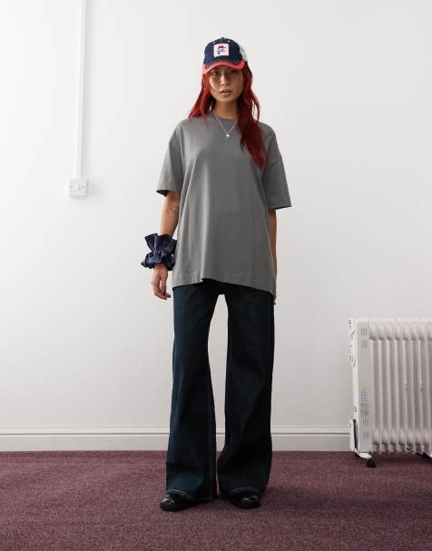 COLLUSION – Ciemnoszary gruby T-shirt oversize - view 1