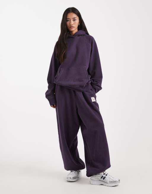 COLLUSION - Circular Design Collection - Boxy hoodie van zware kwaliteit in paarse wassing, 2 van 4