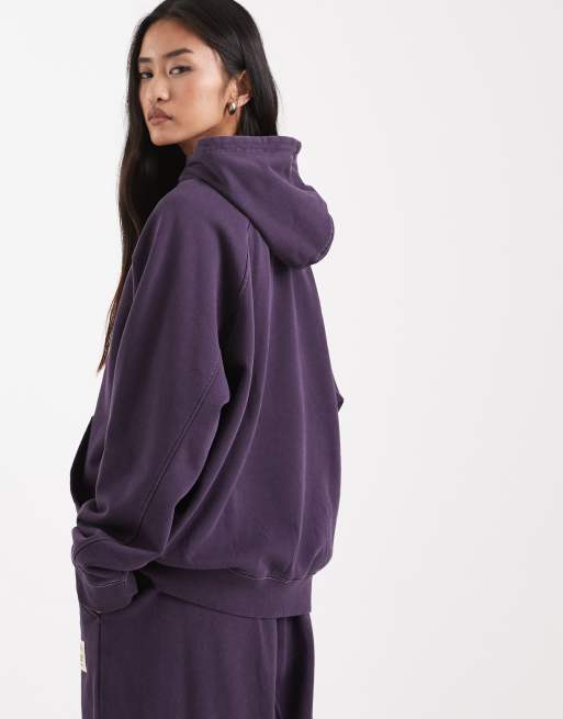 COLLUSION - Circular Design Collection - Boxy hoodie van zware kwaliteit in paarse wassing, 4 van 4